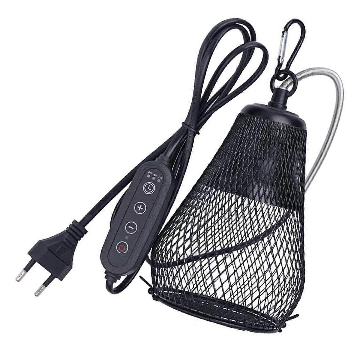 Reptile Heat Lamp Shade Pet Heater Guard Timeable Heat Lamp Anti-Scalding Preservation Infrared Ceramic Heat Lamp EU Plug