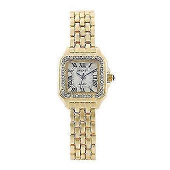 Damemode armbåndsure, Student Quartz Firkantede Diamanture, Dameur i Stålrem