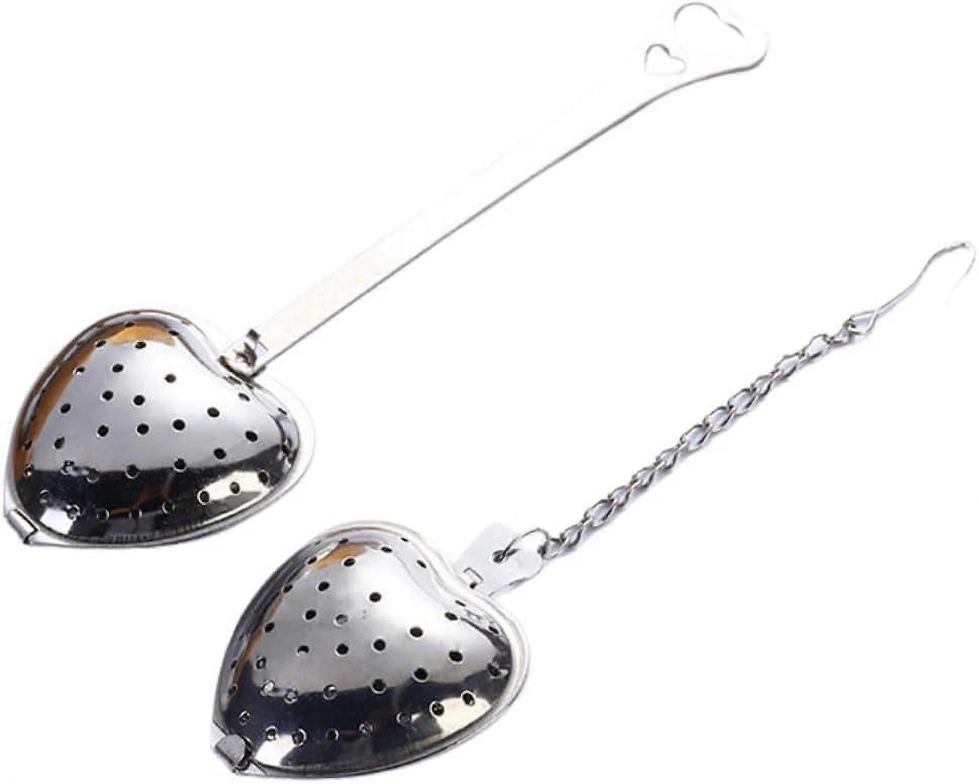 2Pcs Heart Tea Strainers for Loose Tea - Stainless Steel Fine Mesh Infuser Spoon, Tea Steeper & Diffuser