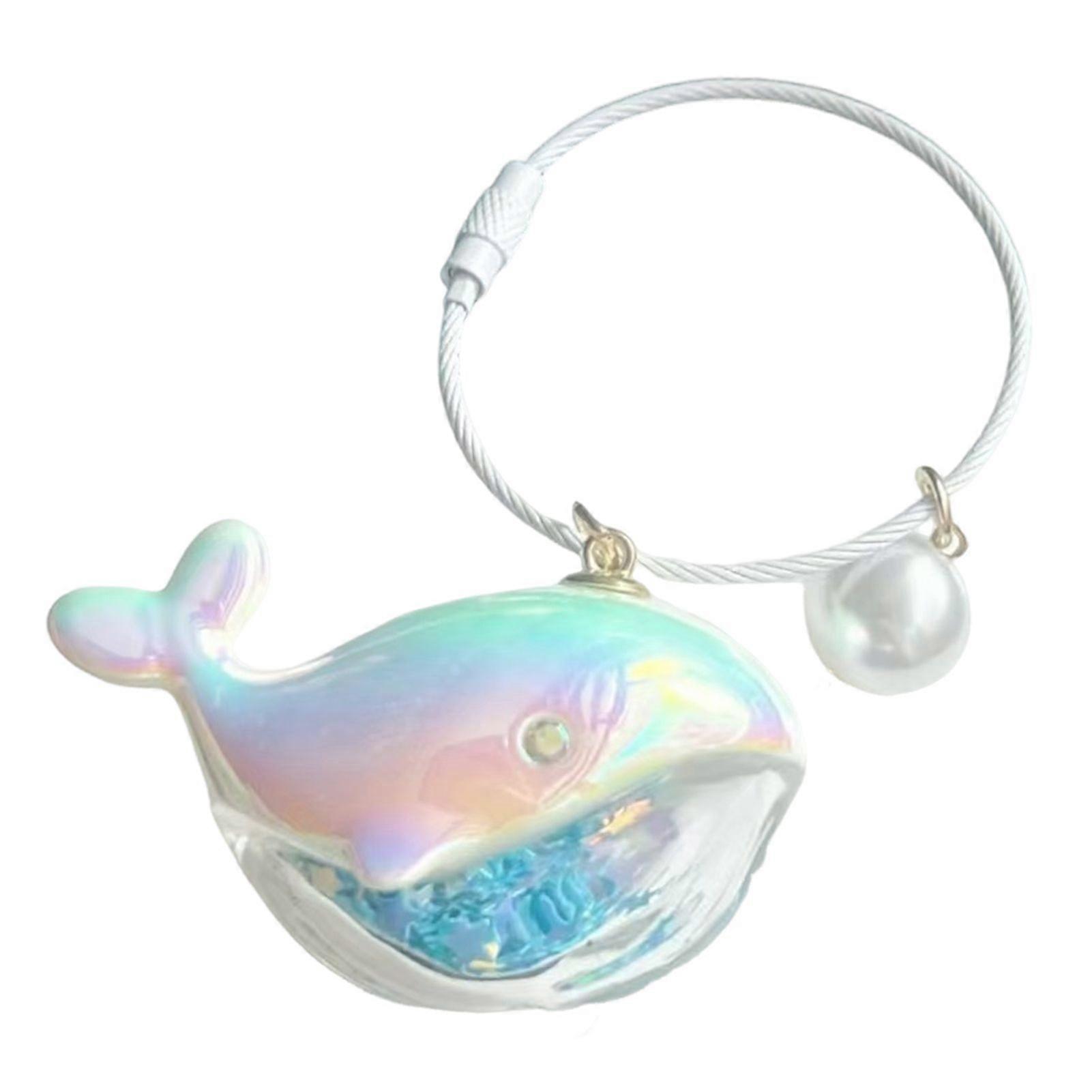 1/2/3Pcs Key Chain Faux Pearl Whale Shape Charm Keychain with Bangle Bags Backpacks Key Holder Decorative Bag Accessory