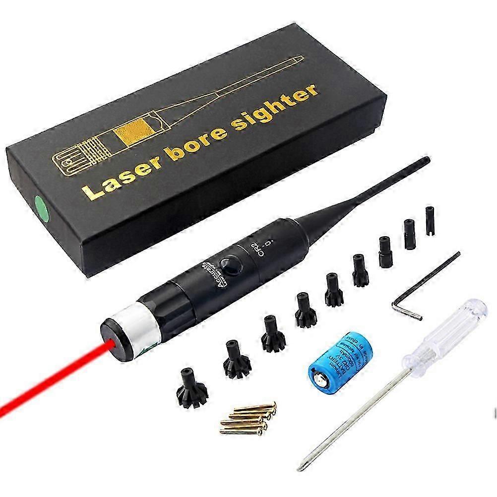 Green Bore Sight Kit with Big Button Switch for 0.177 to 0.50 Caliber, Includes 9 Plastic Hard Joint Adapters for Precise Targeting