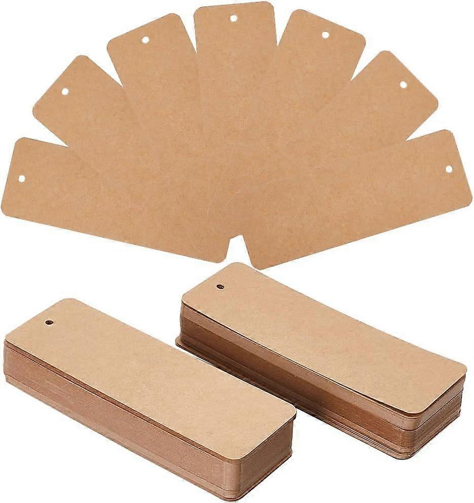 150Pcs 6 x 2 Inch Paper Blank Bookmarks Card Stock Bookmarks Blank Brown Paper Gift Tags with Hole Rectangle Kraftpaper Book Marks for Painting Hangin