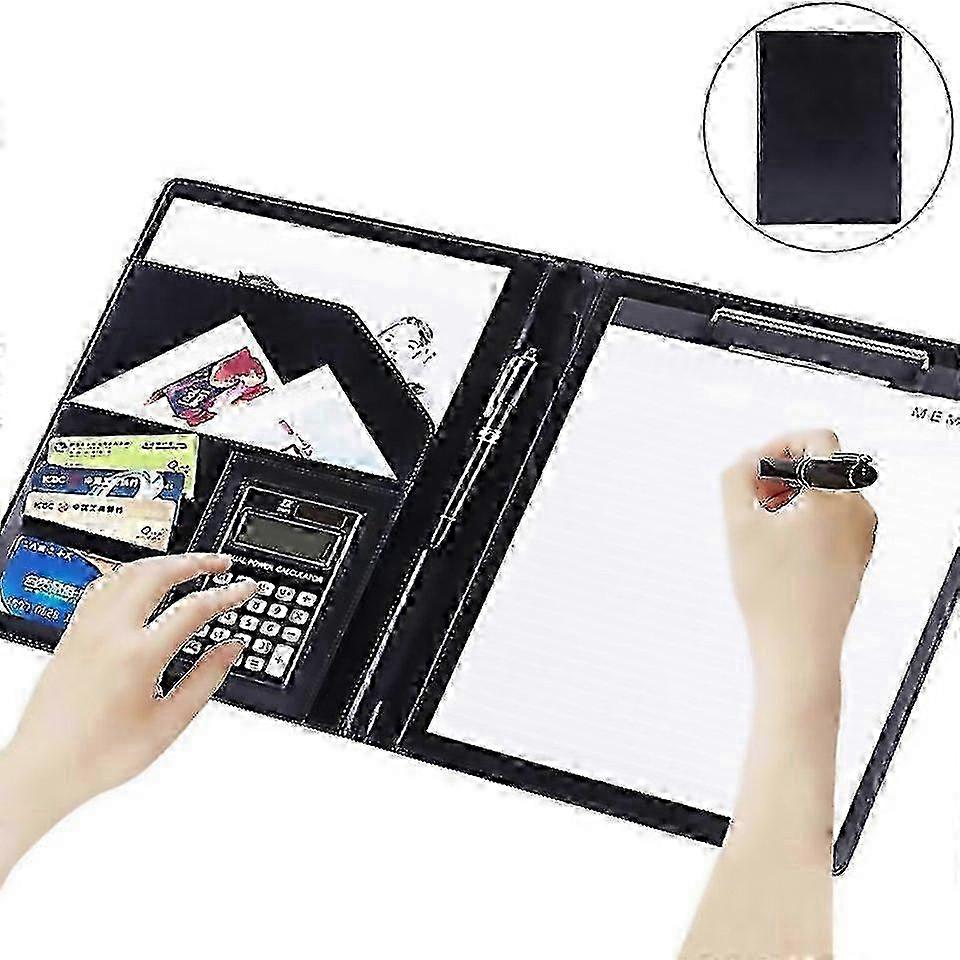 For Office Supplies Business Style Leather Document Folder With 30pages A4 Note Pad Calculator w