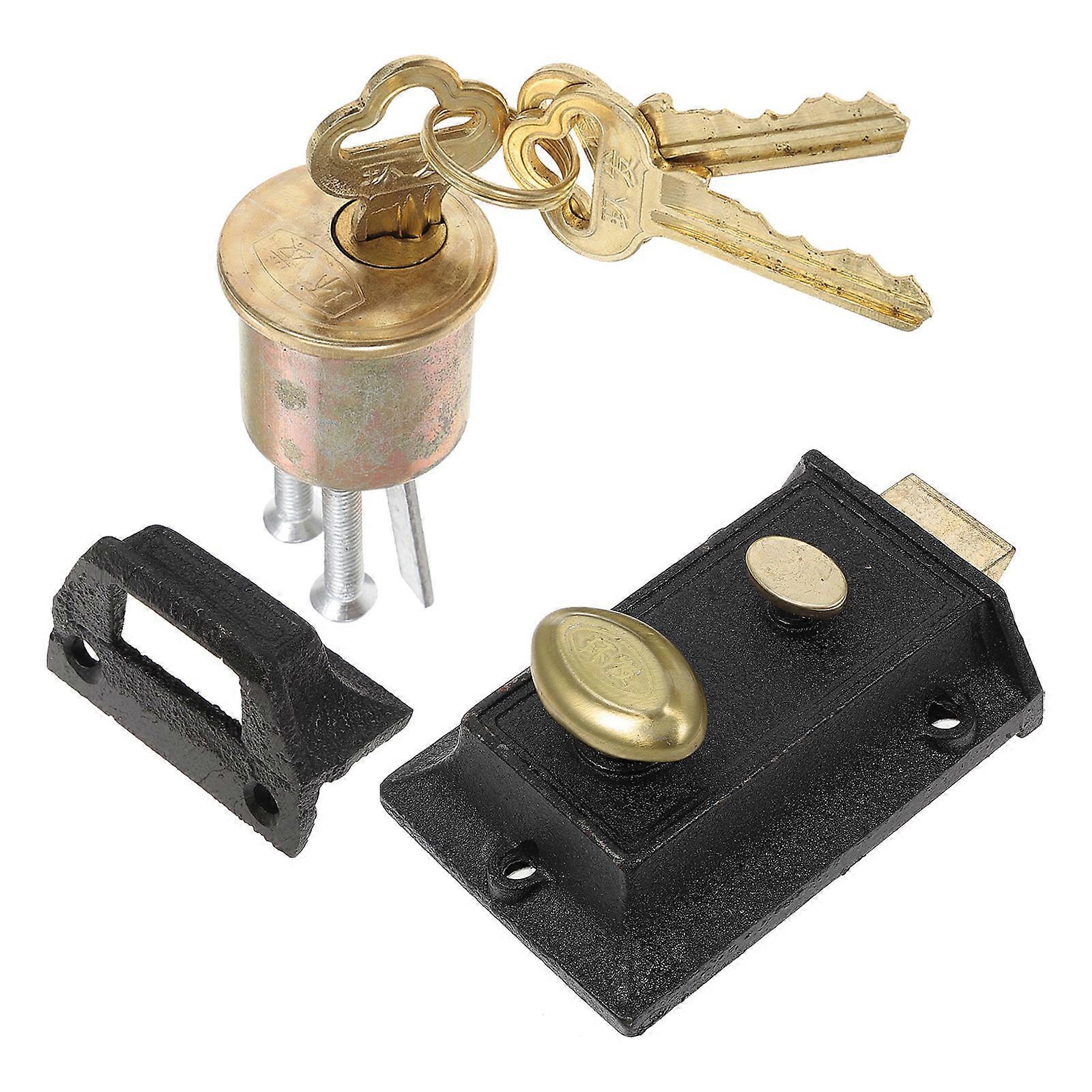 1 Set Vintage Spring Door Lock Replacement Anti theft Lock for Home Security