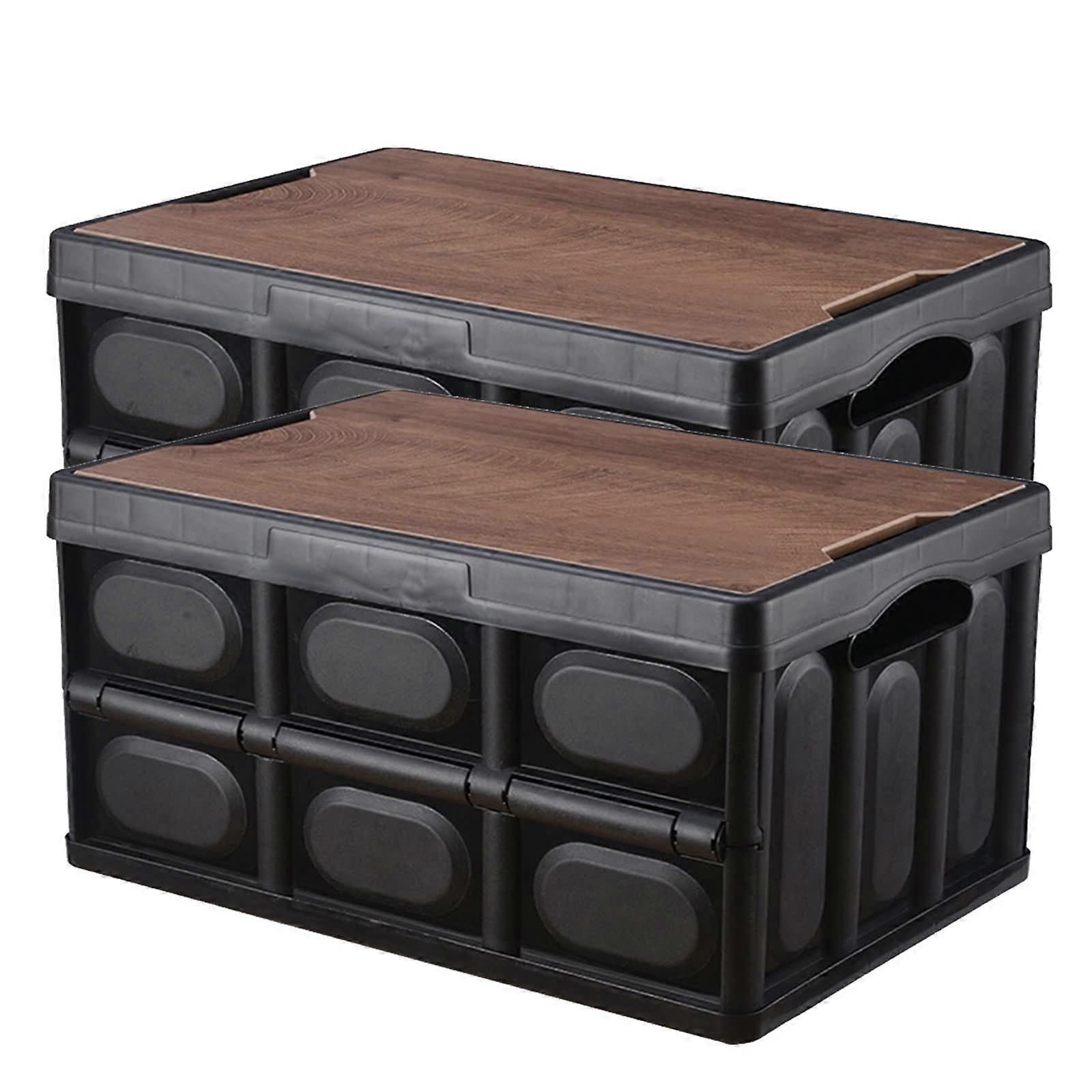 Collapsible Storage Box with Lid 30L Large Capacity Stackable Foldable Bin for Home Car Camping