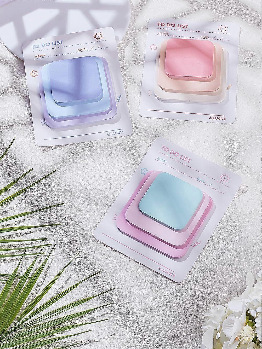 3Pads 270Sheets Square Sticky Notes Set Mixed Color Power Memo Pads Multi-Size Adhesive Sticker Tabs Office Supplies for Home Office School Reading No