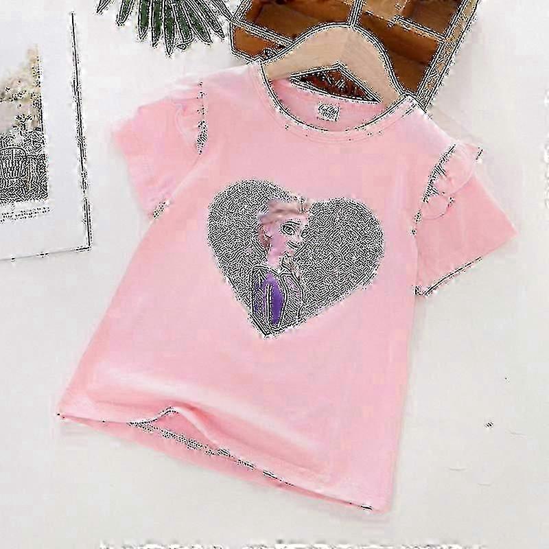 Girls Frozen Inspired Sequin T-Shirt Short Sleeve Casual Top for Kids