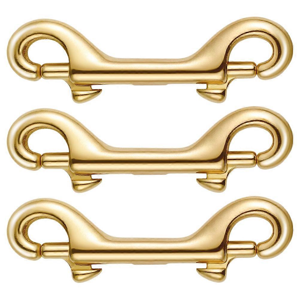 3Pcs Brass Double Ended Snap Hooks for Secure Bag Use Golden Hardware