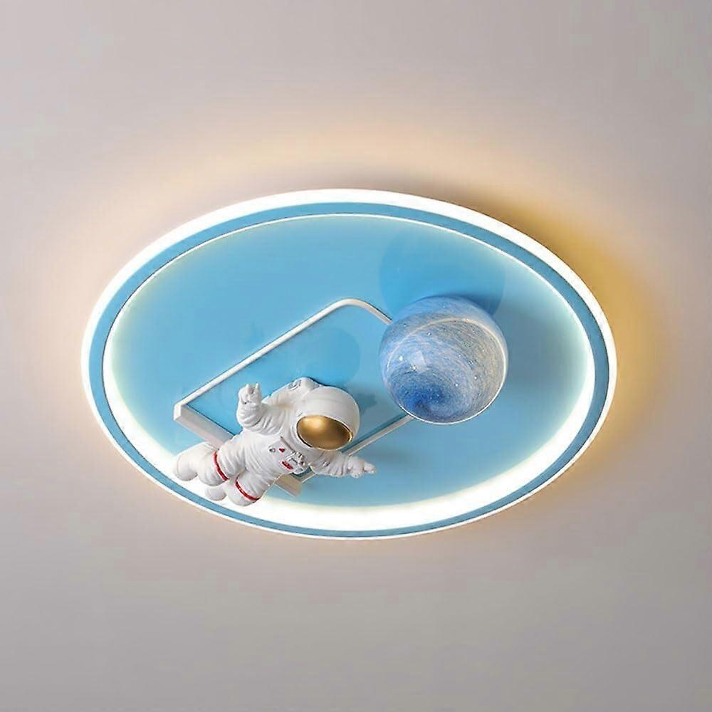 Kids Astronaut Flush Mount Ceiling Light with Blue Planet Design LED for Nursery and Bedroom