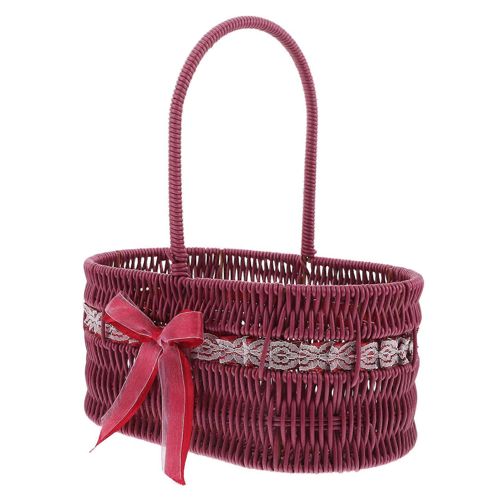 Handwoven Storage Basket for Wedding Flower Holder with Handle