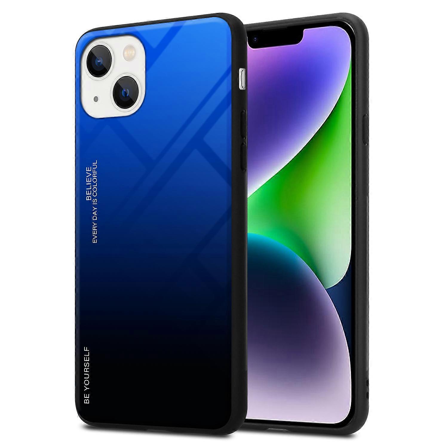 iPhone 14 PLUS TPU Case - Back Cover with Protective Glass - Two-tone