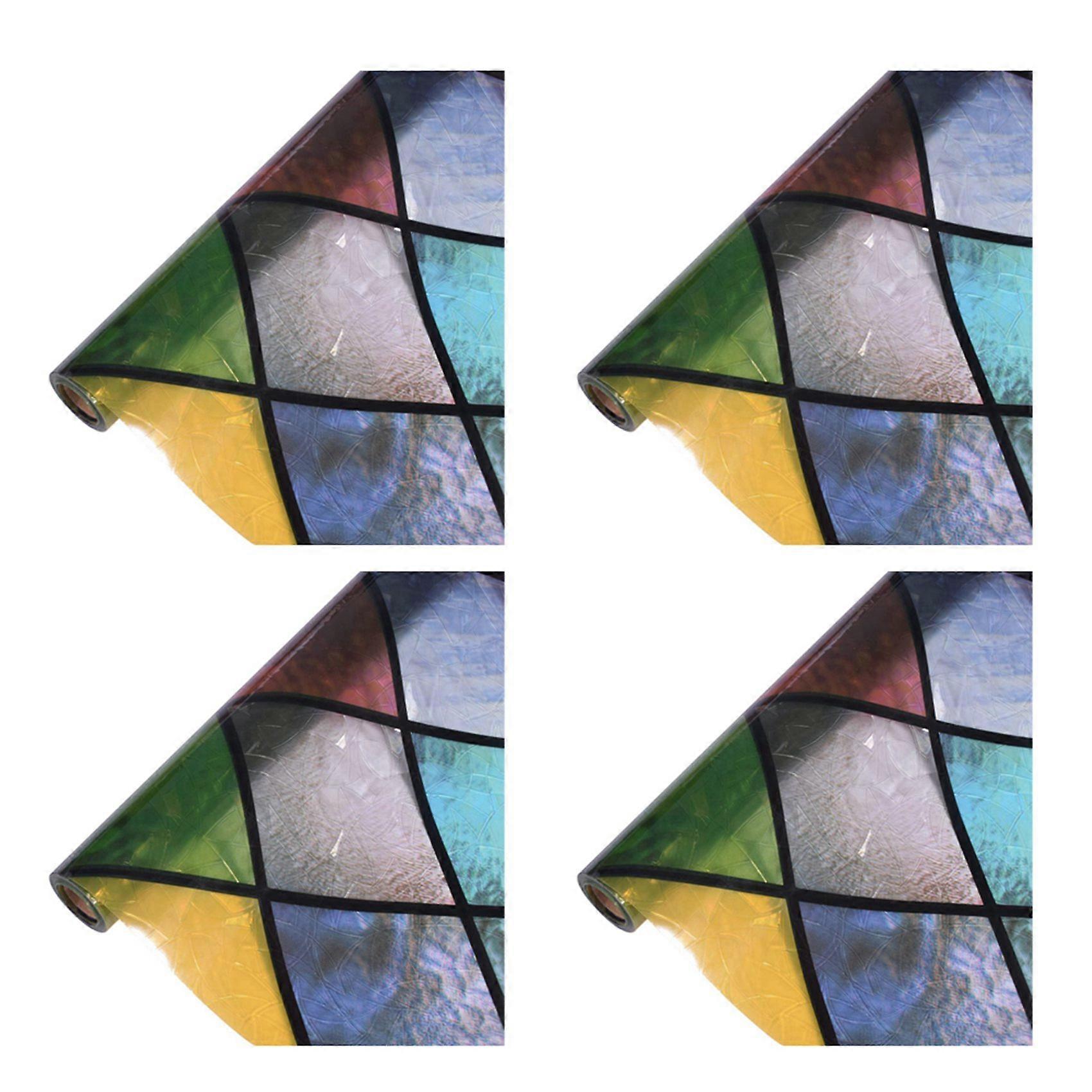 4X Privacy Window Film, Stained Glass Rainbow Window Tint, Glue Free 3D Decorative Window Stickers for Home, Office 60cm