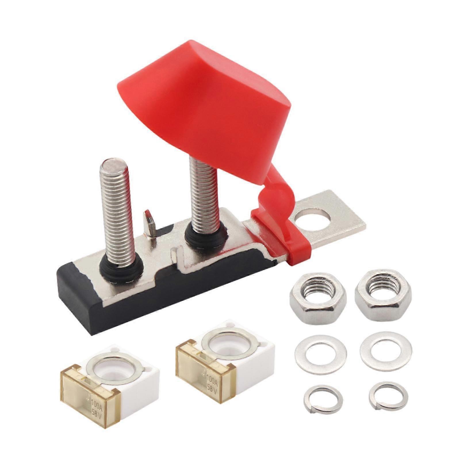 Terminal Fuse Block Fuse Holder 58V With Fuse Dual Studs For Car Vehicle And Marine Compact Portable 100A