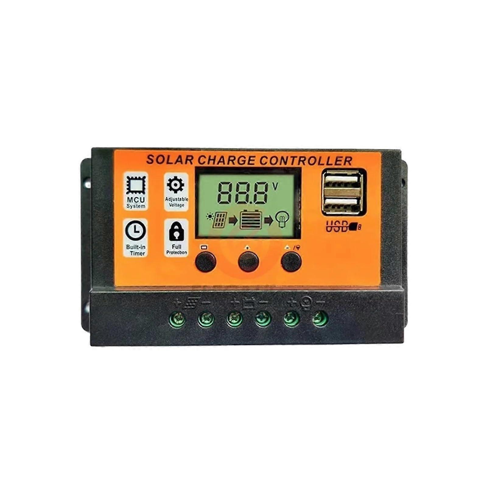 Solar Controller 100A Solar Charge Controller 12V/24V LCD Display USB Port Orange Color Controller Battery Regulator