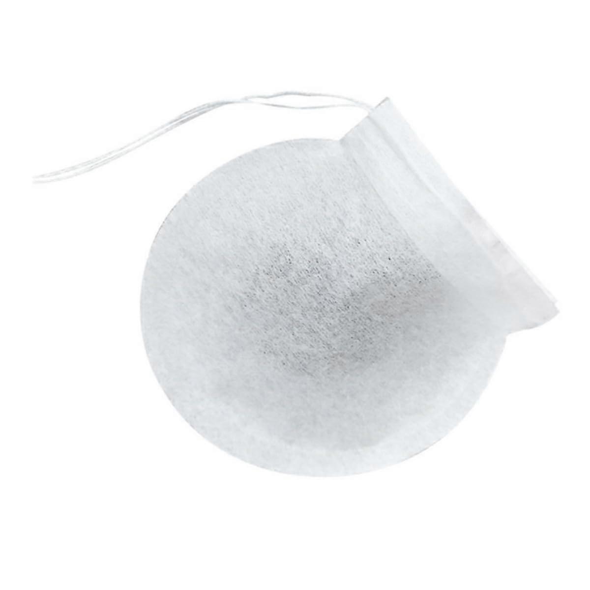 100pcs Disposable Drawstring Tea and Coffee Filter Bags Round Wood Pulp for Loose Leaf Brewing