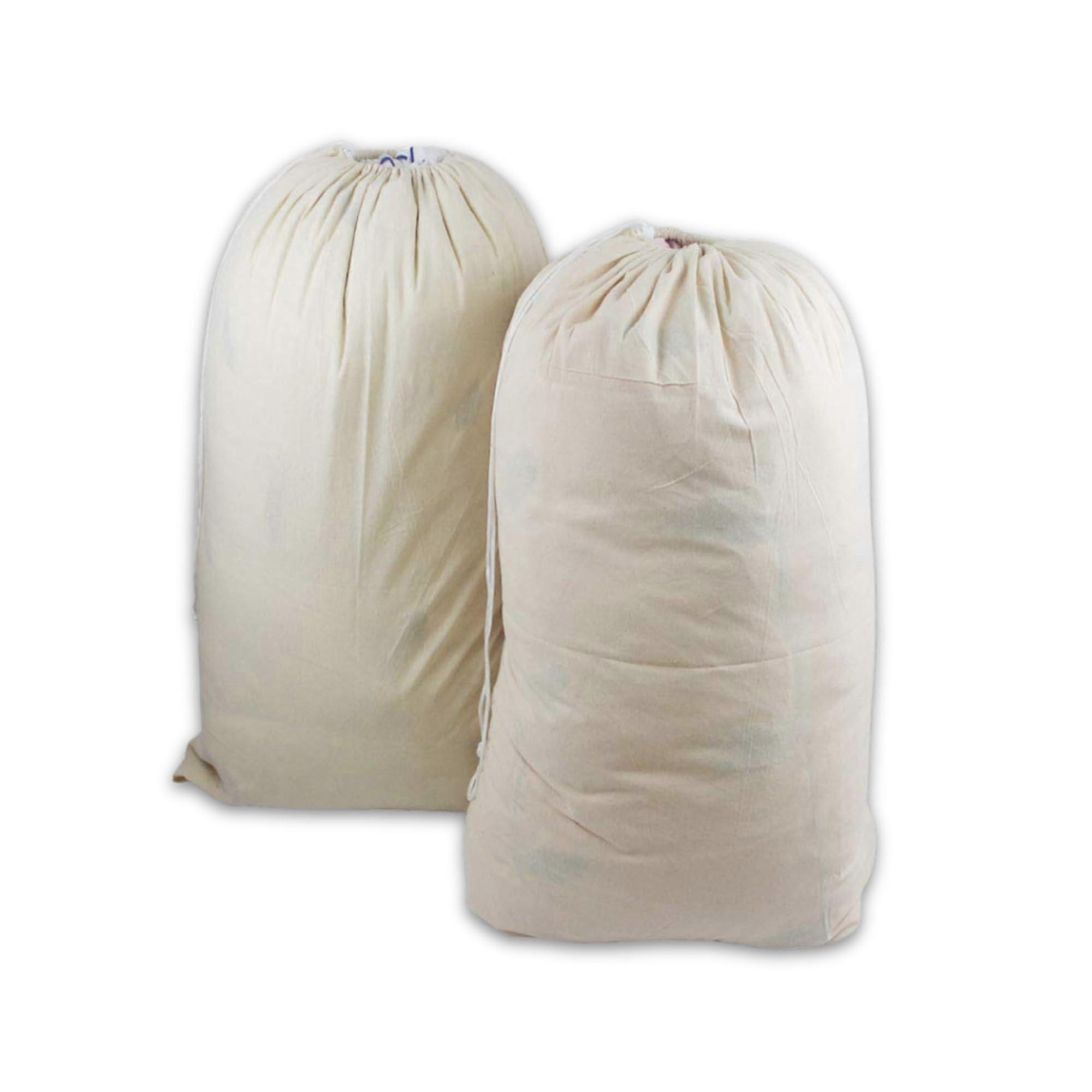 Extra Large Cotton Laundry Bag with Drawstring Closure, Washable Foldable Travel Set of 2, 30x42