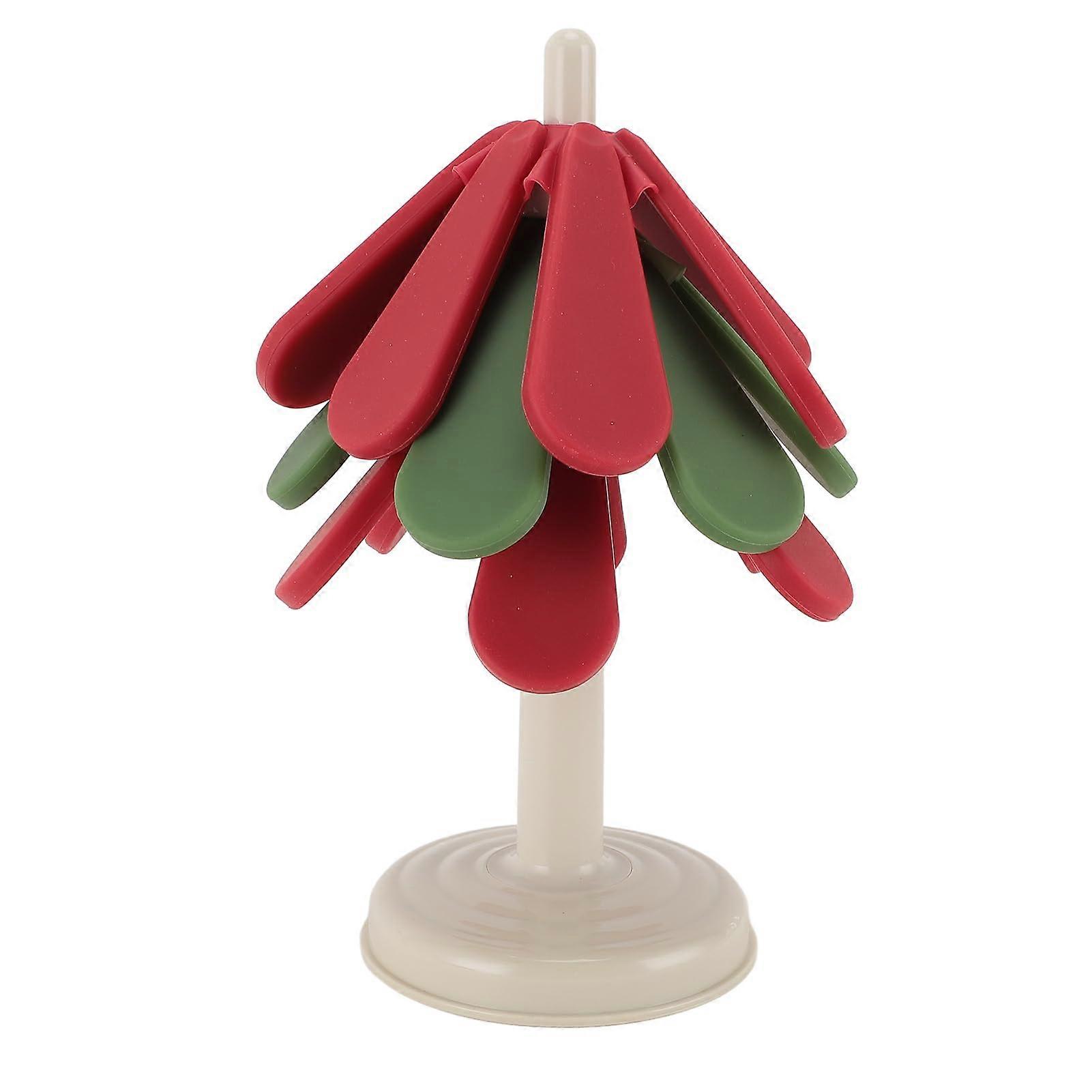 Silicone Steamer Basket and Foldable Tree Shaped Heat Resistant Trivet for Pots and Teapots