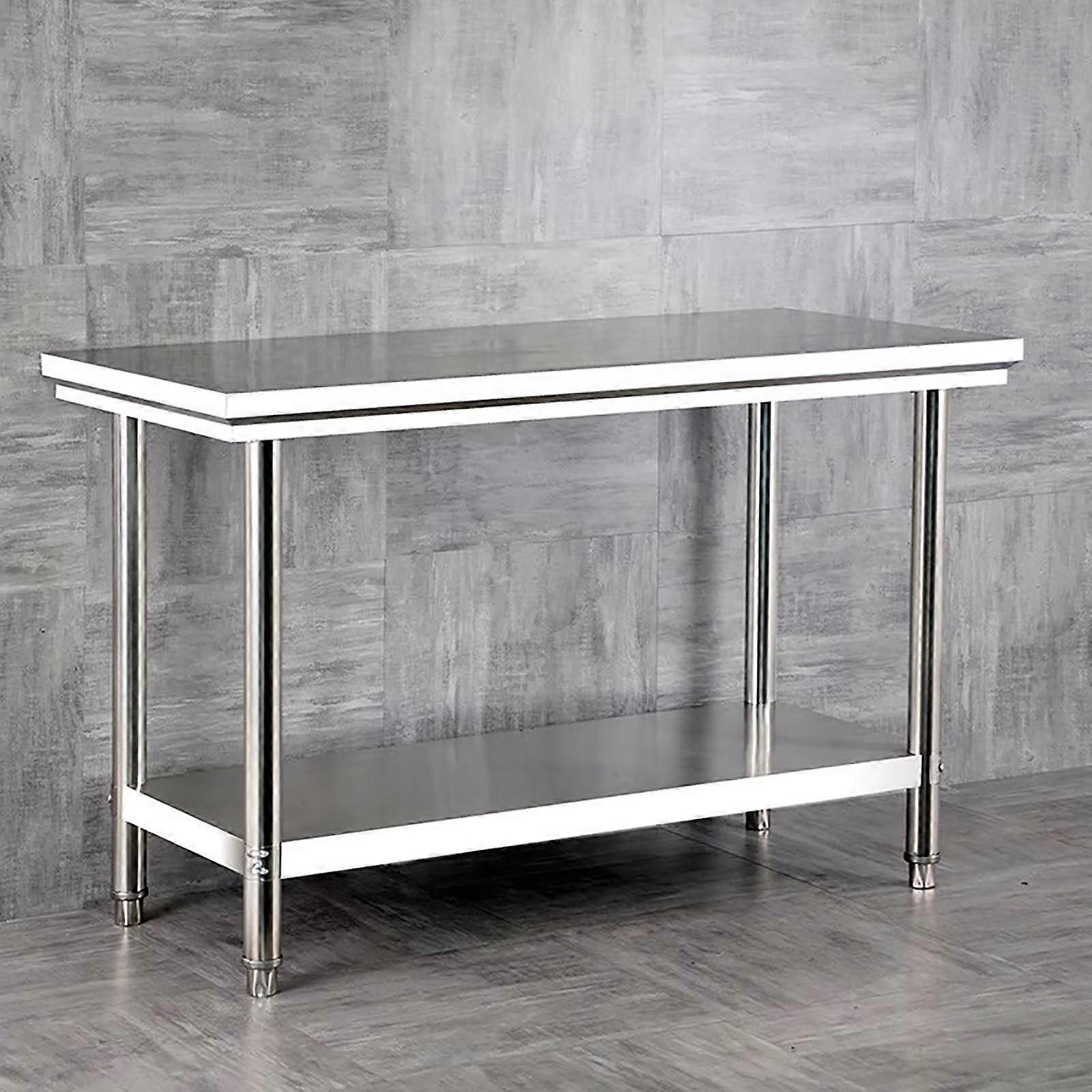 Stainless Steel Work Table with Undershelf, HeavyDuty Commercial Kitchen Prep Table 60x60x80cm Silver