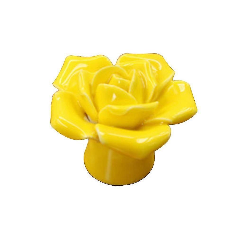 Rose Flower Ceramic Door Knobs Drawer Pulls Cupboard Door Handles With Screw