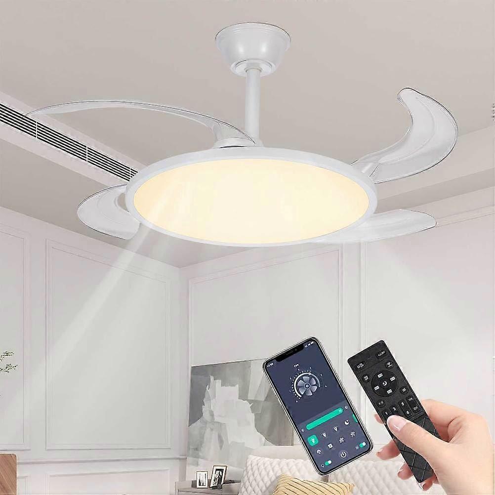 42 Inch Smart Retractable Ceiling Fan with LED Light, App and Remote Control, Quiet White Ref:7546