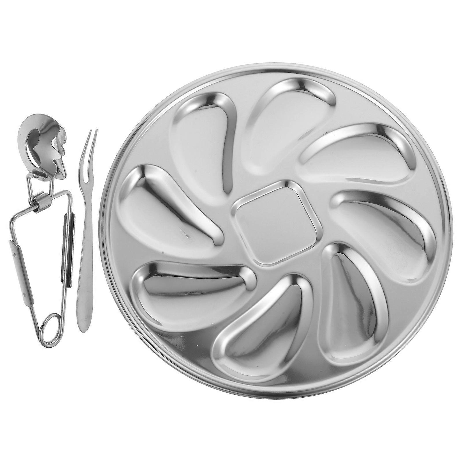 Multi-Function Oyster Tray 1 Set Oyster Storage Plate for Parties Restaurants Hotels Silver Serving