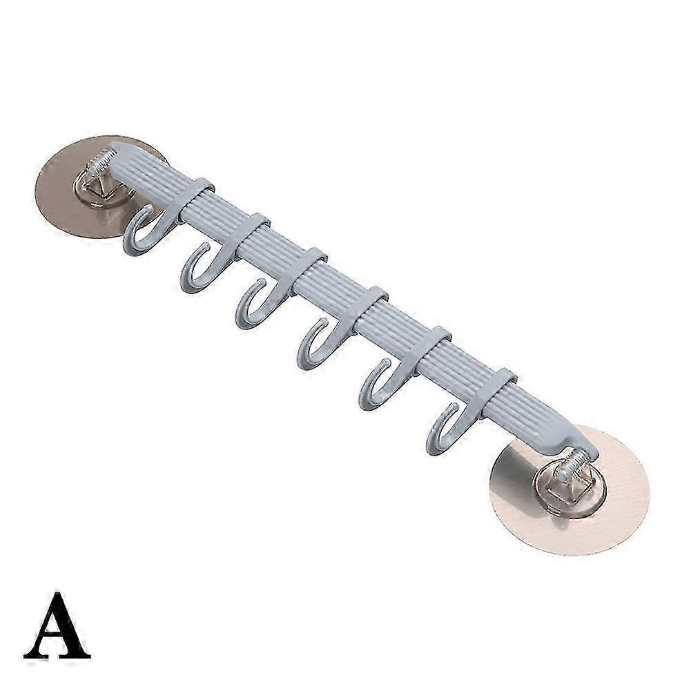 Bathroom & Kitchen Storage Hooks 6-row Hook Seamless Hanging Rack Clothes Hook 26s
