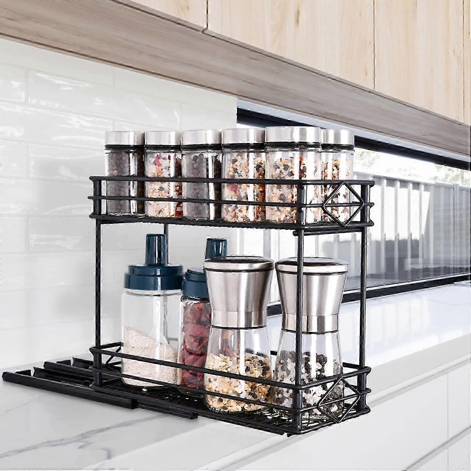 1pc - storage rack - 4-inch wide paint [double-layer with slide rail] 26s