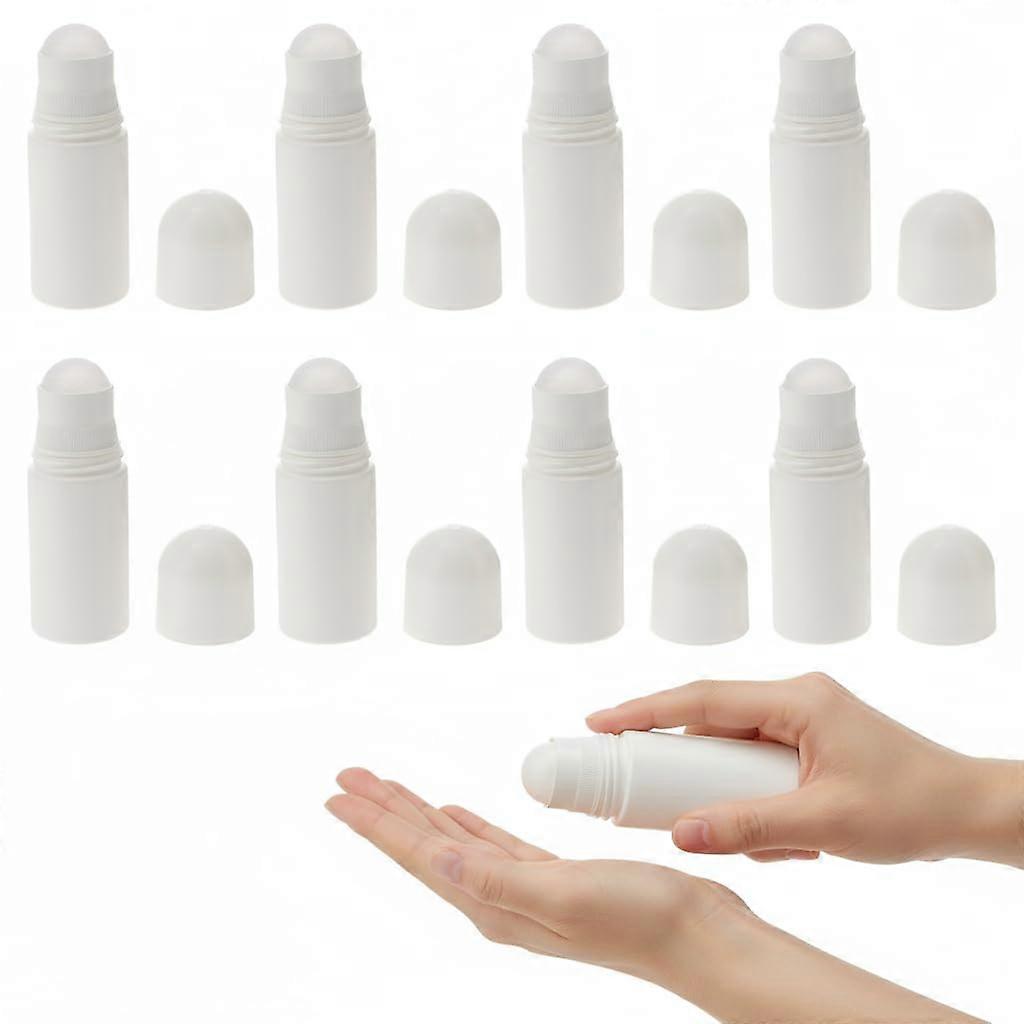 10PCS 50ml Plastic Roller Bottles LeakProof Refillable Roll On for Essential Oils Perfume White