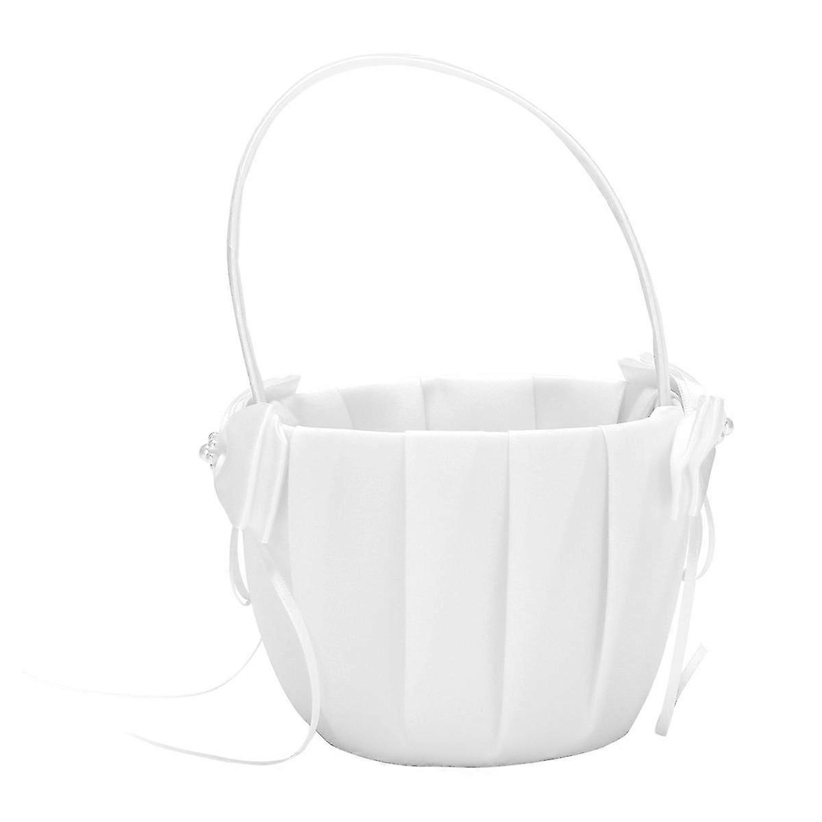 Faux Pärlblomma Bröllop Blomma Flicka Korg Rosett Dekor