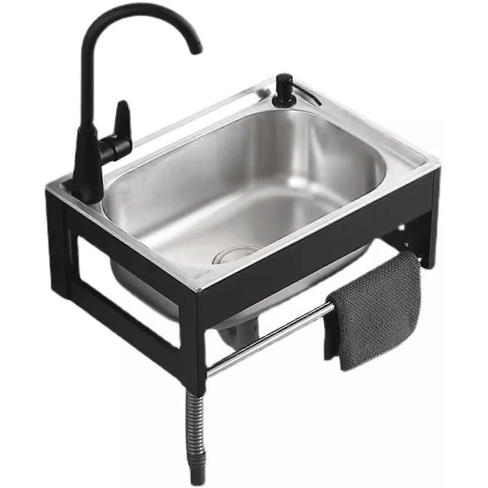 Stainless Steel Wall Mounted Utility Sink with Bracket, ScratchResistant, Easy Install, 38x32cm
