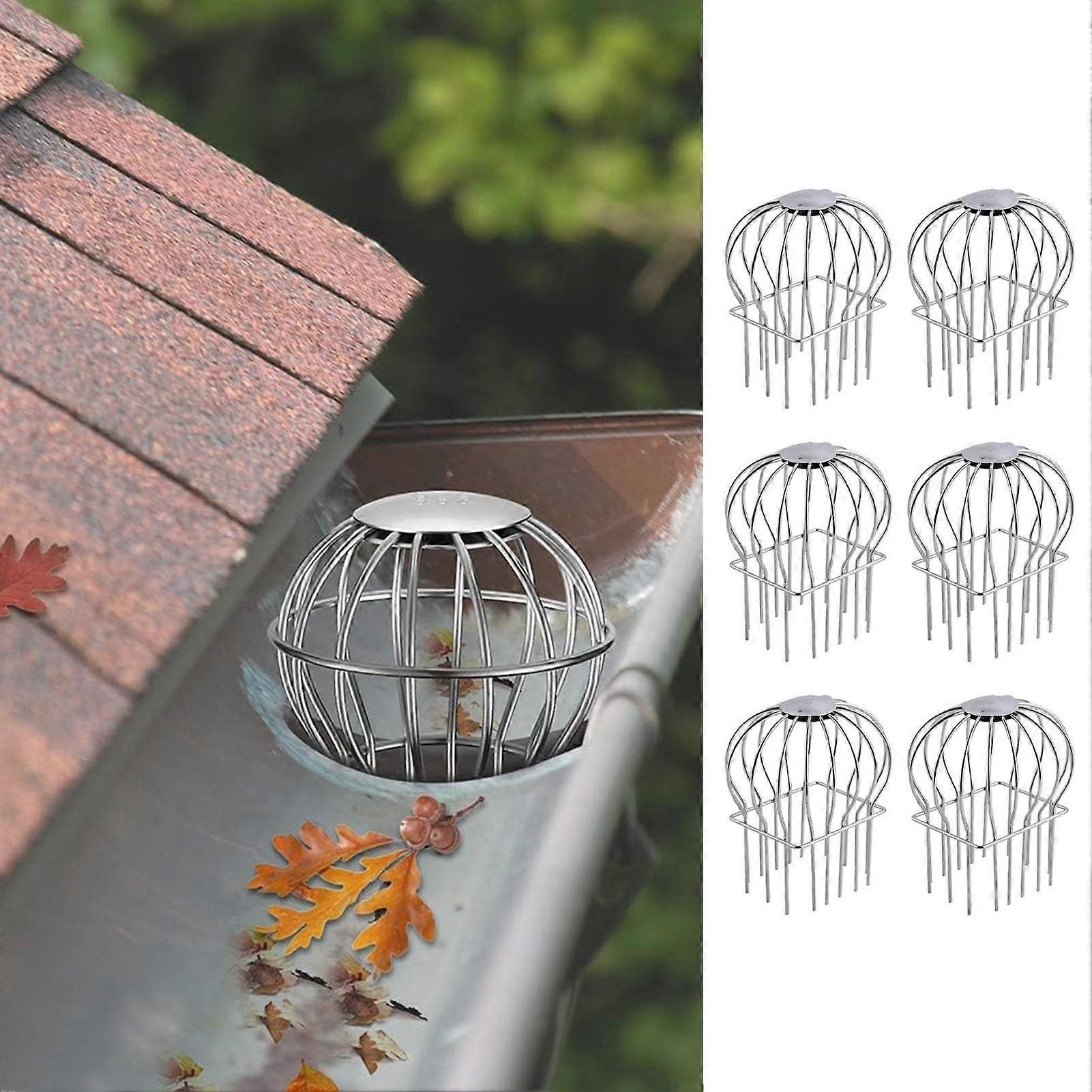 Gutter Leaf Guard Stainless Steel Downspout Strainer 6pcs Square Rain Protector Easy Install