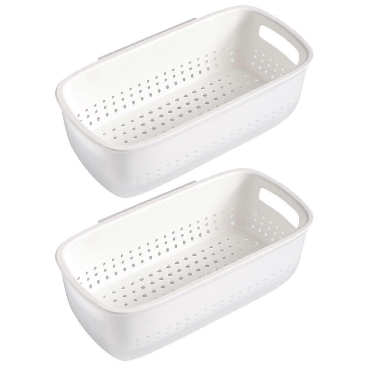 2pcs Double Layer Vegetable Strainer with Handles, Plastic Fruit and Vegetable Drain Basket Set