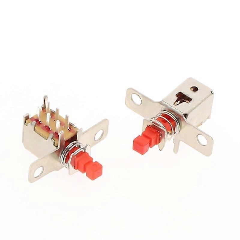10Pcs 6 Pin Red Self Locking Push Button Switch 12V TV Power Control Spring Loaded