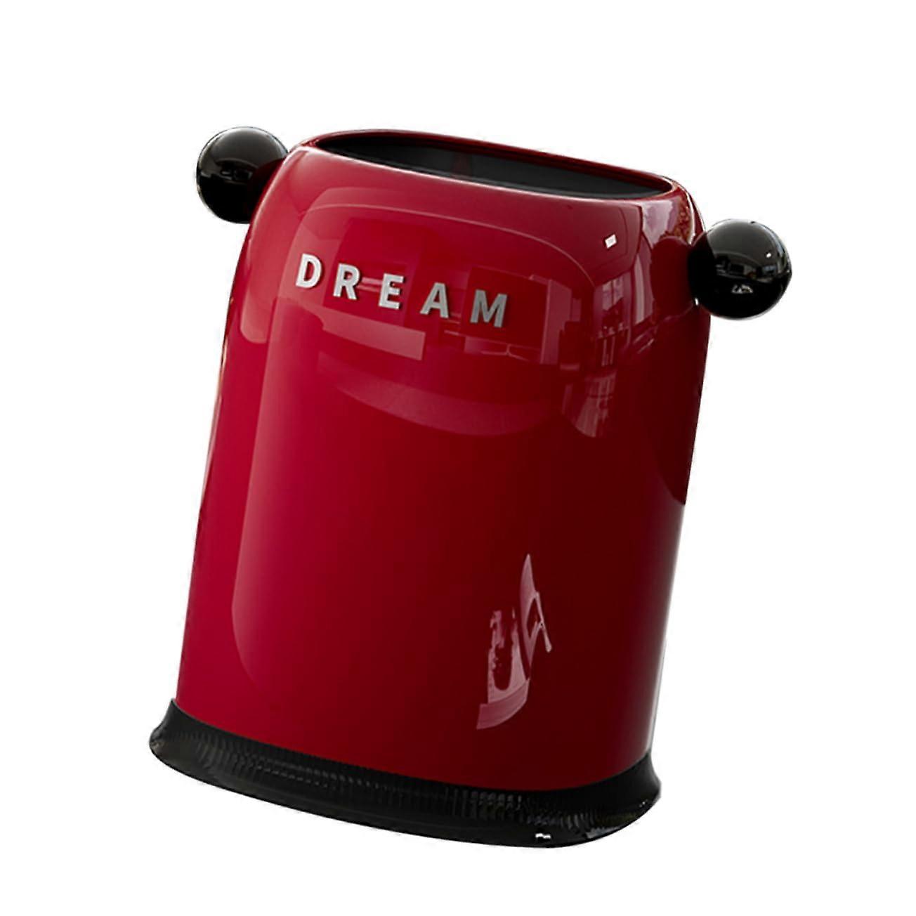 Open  Kitchen Trash Can with Removable Liner, Plastic Garbage Bin for Home Office, Red