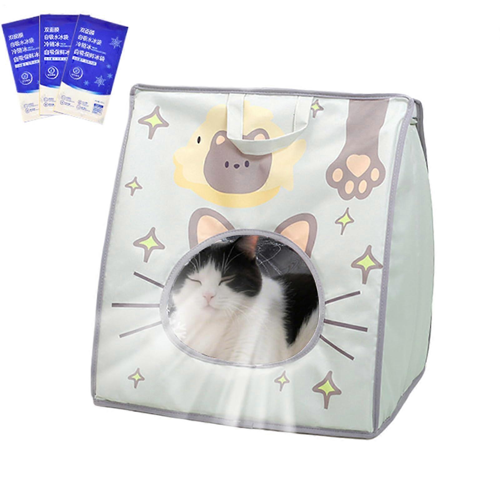 Cat Backpack Carrier with BuiltIn Cooling Compartment, Foldable Ventilated Design for Travel, Green