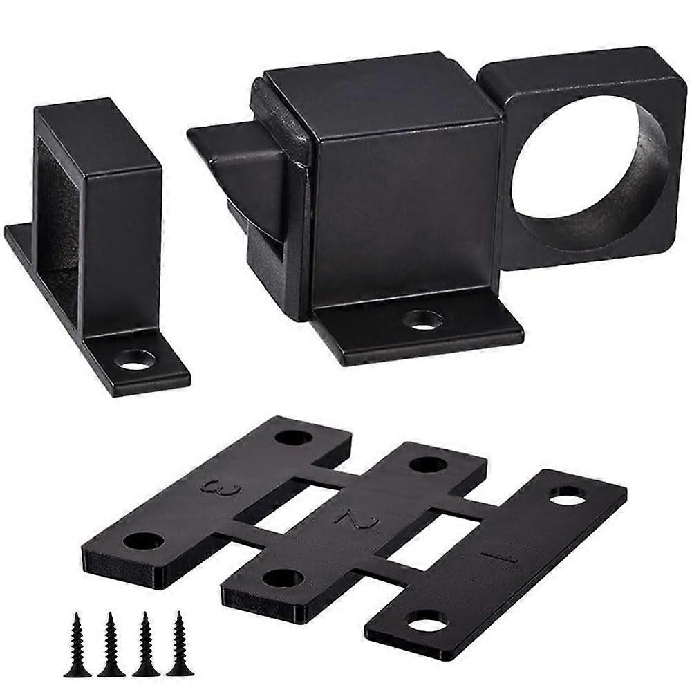 4PCS Self Closing Gate Latch with Pull Ring, Adjustable Spring Loaded Door Bolt for Shed, Gate, Window, and Pet Cage (Black)