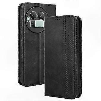 Custodia a portafoglio in pelle PU magnetica per Realme GT8 Pro con slot per carte, motivo vintage