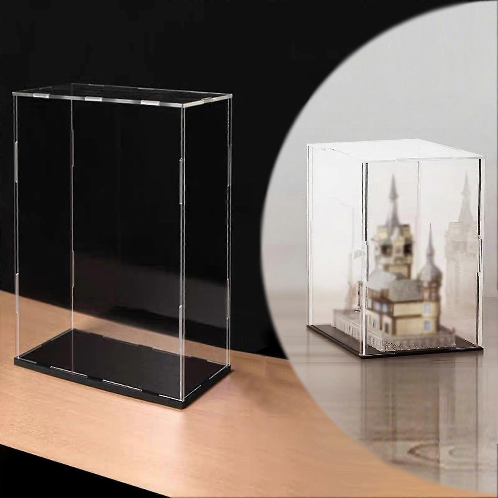Dustproof Acrylic Display Case with Base, Stackable Clear Box for Collectibles and Figures