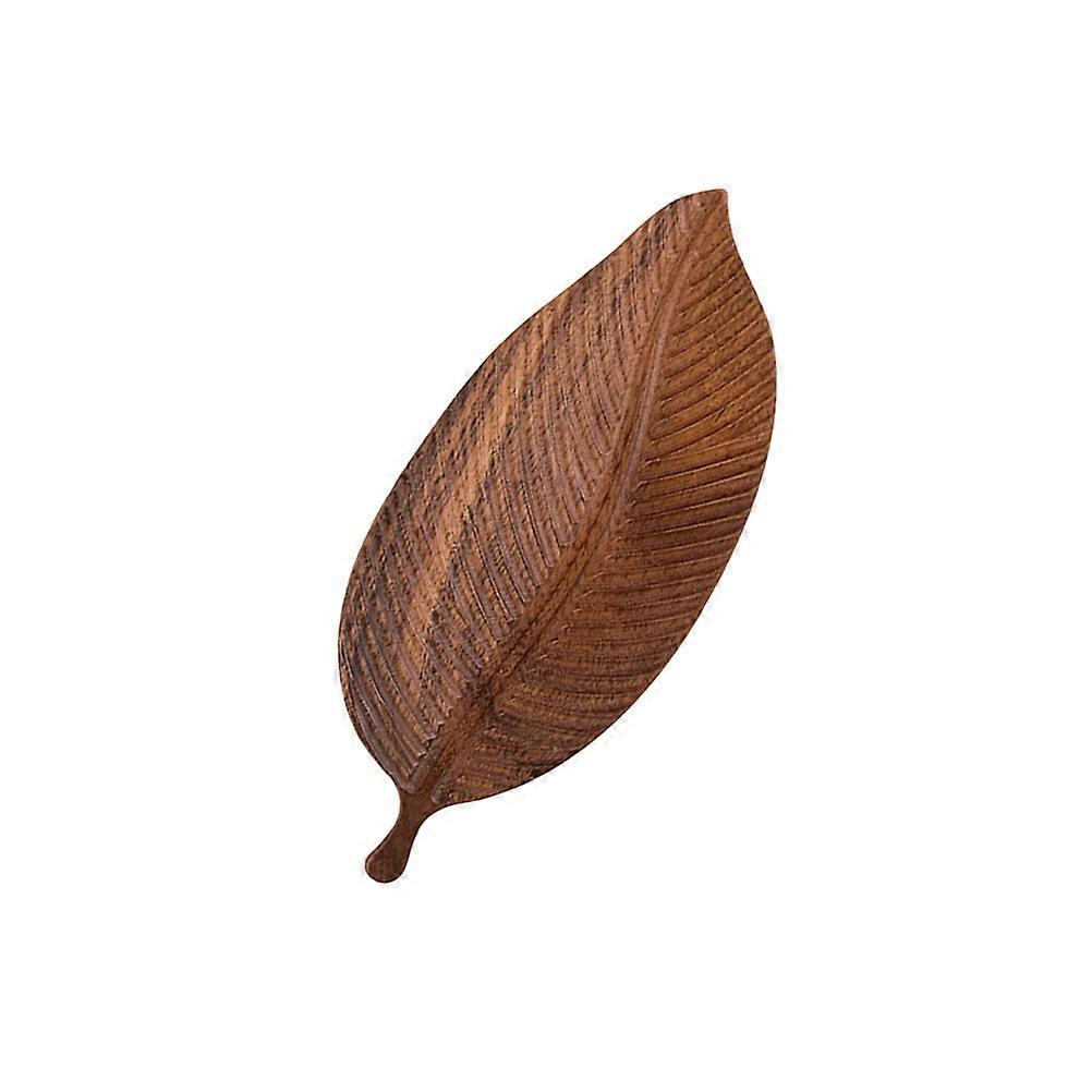 Solid Wood Leaf Snack Plate Brown for Home Use Creative Tray
