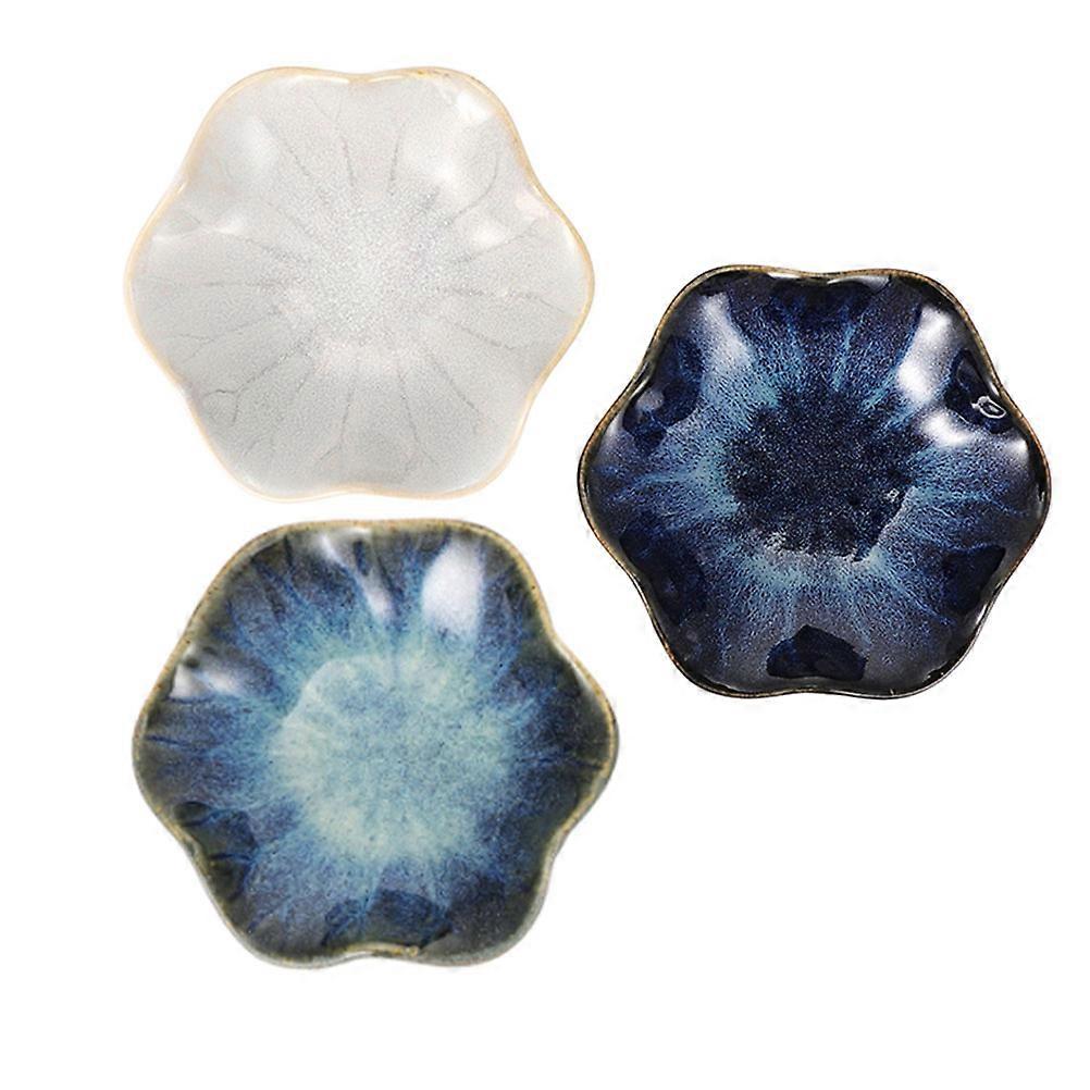Ceramic Sauce Plates for Serving 3Pcs with Assorted Colors for Kitchen