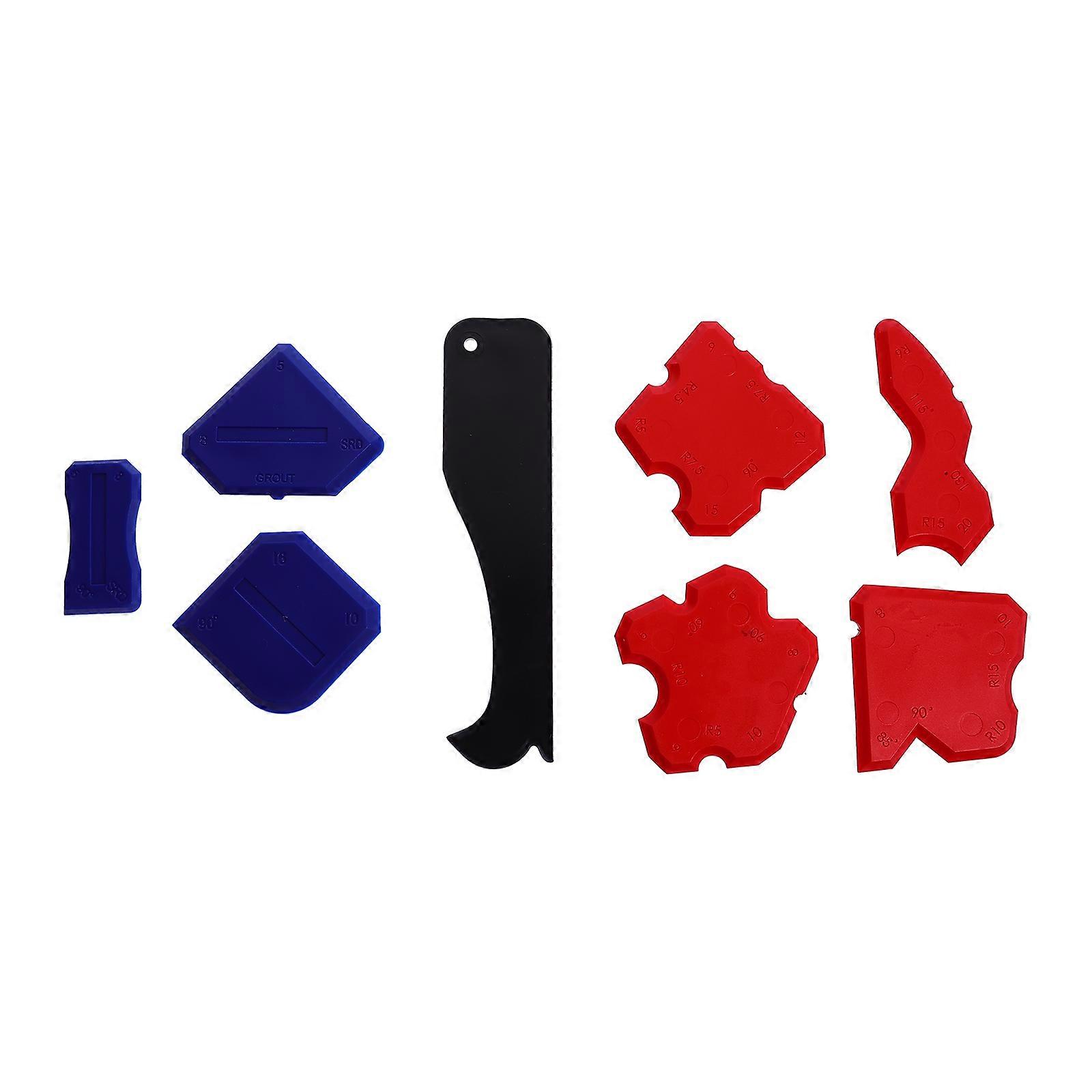 8Pcs Set Glass Glue Cleaning Spatula Tool For Kitchen Use Red Plastic Surface Cleaning