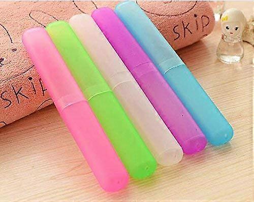5Pcs ColorCoded Plastic Toothbrush Travel Case Set with Compact Holder for Daily Use