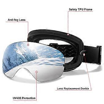 Skibrille für Damen und Herren, Outdoor-Sport, beschlagfrei, Snowboarden, Schneemobilfahren, wiederaufladbare Gläser, ideal für Teenager, Weihnachten, Radfahren