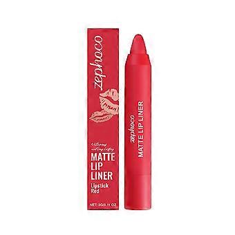 Um lápis labial vermelho matte, perfeito para contornar os lábios, de longa duração e ideal para uso diário.