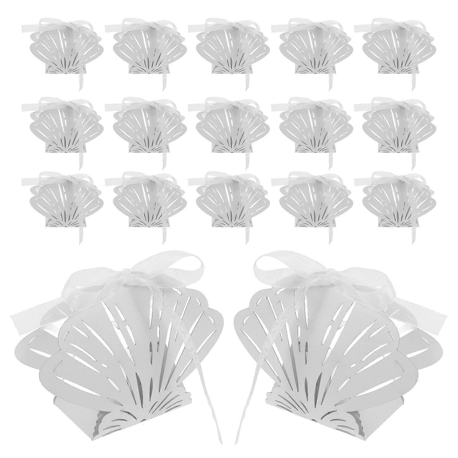 Paper Shell Candy Box Container for Wedding Candy 25Pcs White