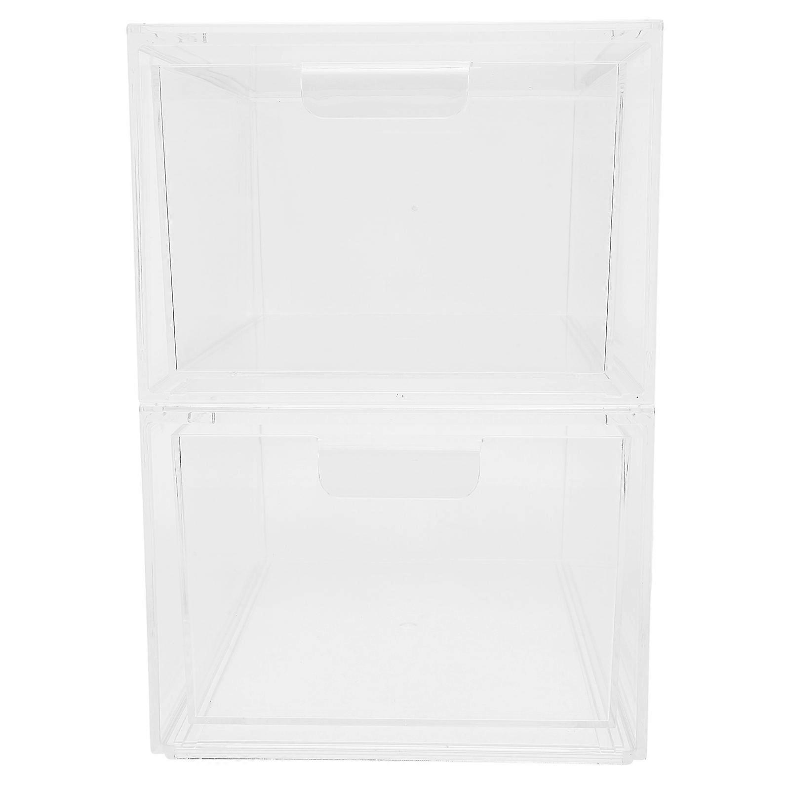 Cosmetics Storage Box Stackable Organizer for Storage 2Pcs Transparent Makeup Box