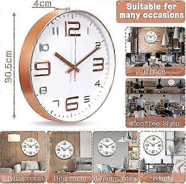 Silent wall clock, 30cm large dial, easy to install