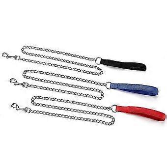 Chrome-Plated Iron Alloy Dog Chain Traction Rope 120cm with Comfortable Foam Handle
