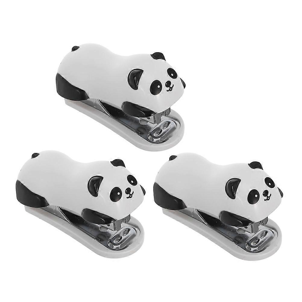 Small Cute Panda Desktop Stapler for Office Use 3Pcs Mini Portable Handheld Stapler