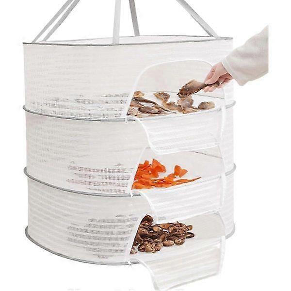 Drying Racks, Herb Drying Rack 3 Layers Hanging Mesh Drying Net Foldable Drying Rack with Zipper Opening